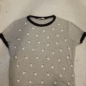 Cropped unicorn tee